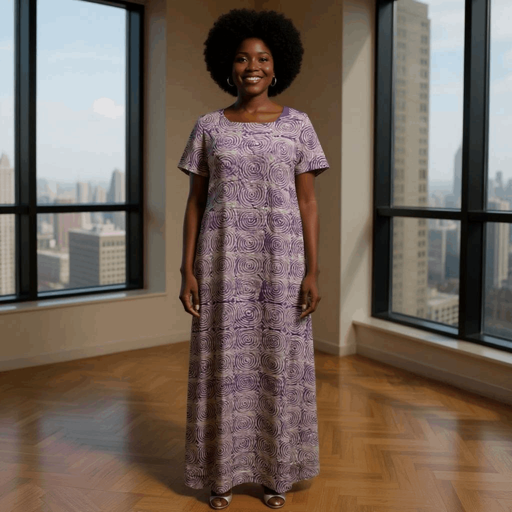 African Lilac Multi-Color Print Maxi Dress (Size 10)
