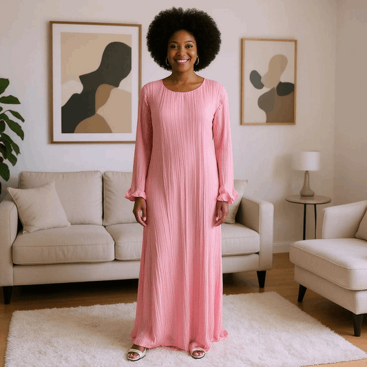 Women's Pleated Solid Color Maxi Dress.