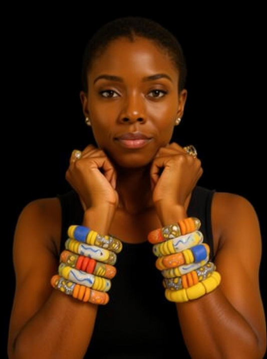 Heavy Handmade African Glass Beaded Bracelet Unisex