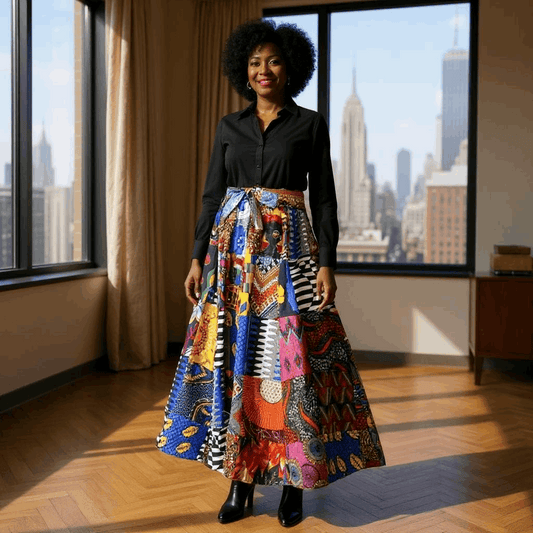 African Style Patch Print Long Skirt