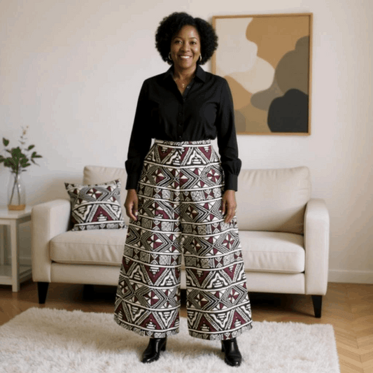 Women's Brown Cream Print Palazzo Pants