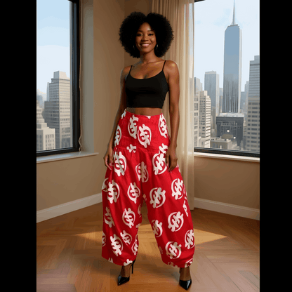 Women's Red Gye Nyame Print All in One Top or Pants