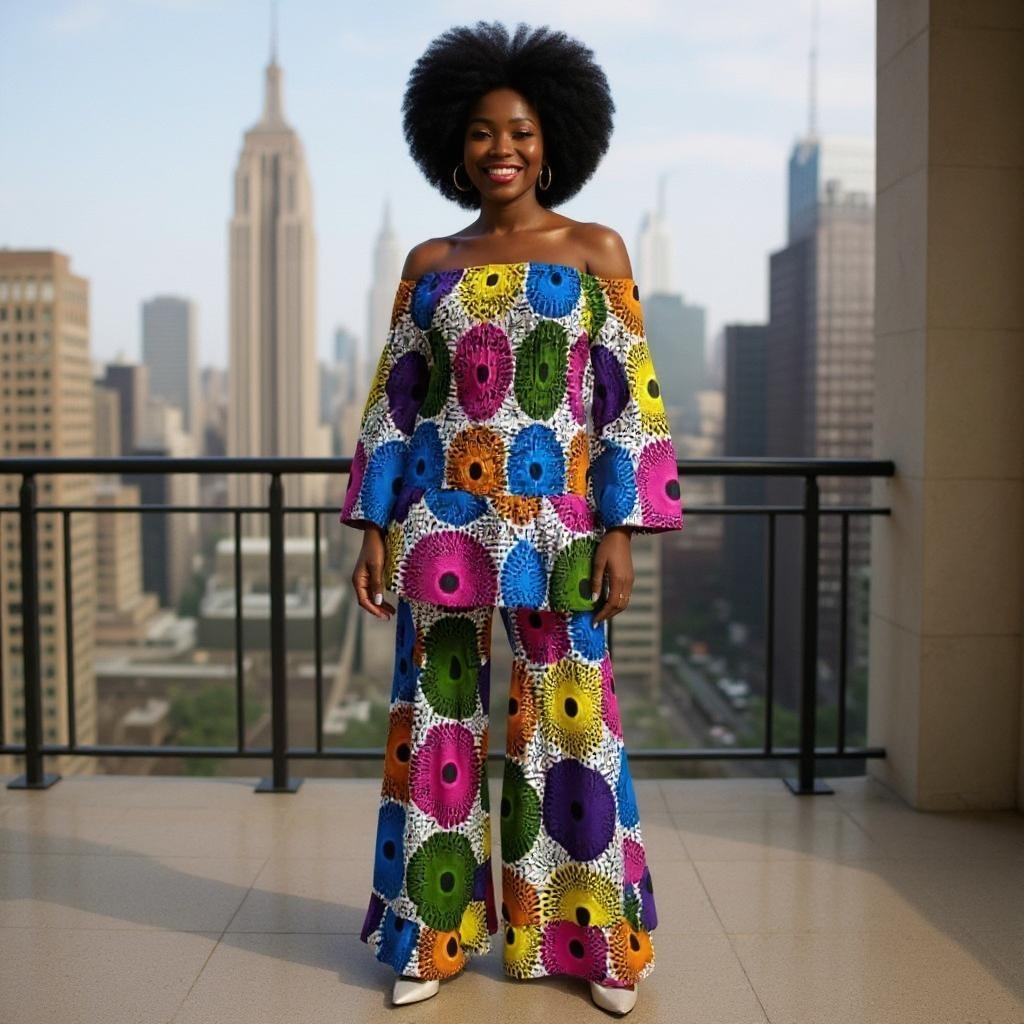 2 Piece Set with Off-Shoulder Smocking Top & Flared Palazzo Set