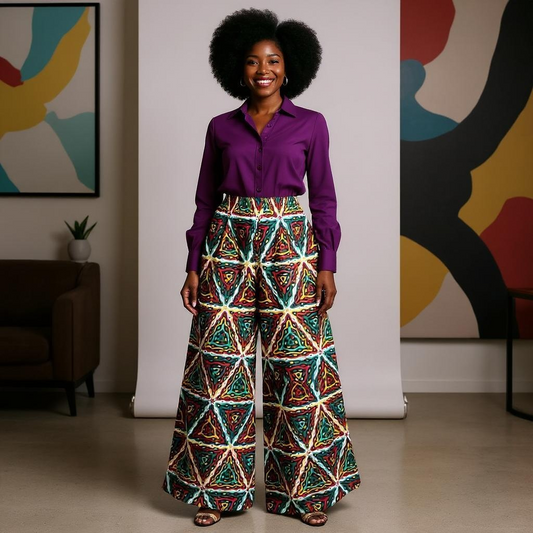 African Print Adjustable String Multi-Print Palazzo Pants