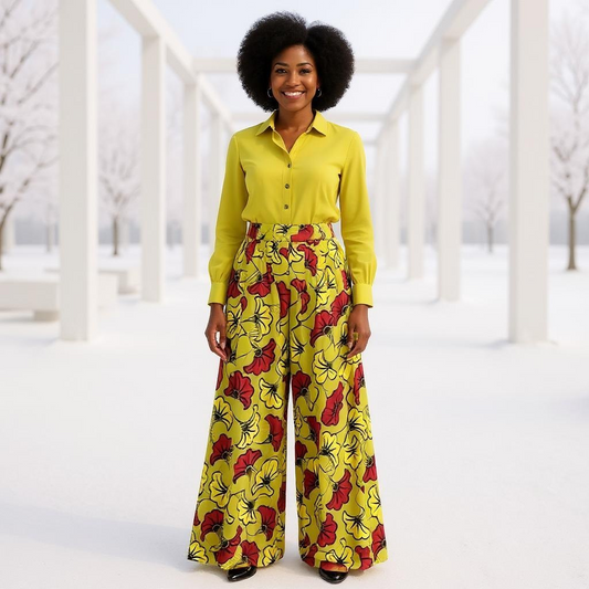 African Floral Print Palazzo Pants
