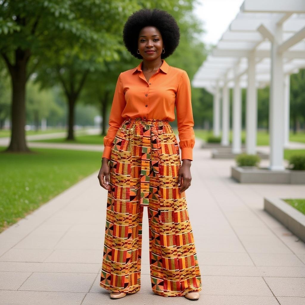 African Print Palazzo Pants & Bag Set (Kente Style2 Print)