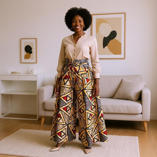 African Triangle Print Palazzo Pants
