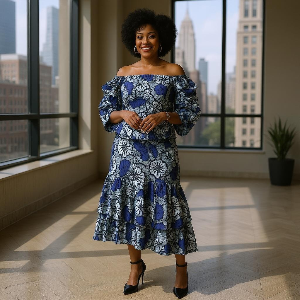 African Ankara Print Top and Skirt Set