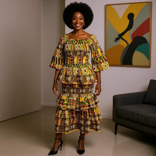 African Kente-Print 3pc Skirt Set