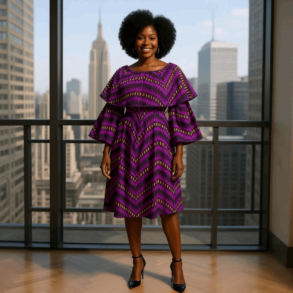 African Print Layered Ruffled Dress