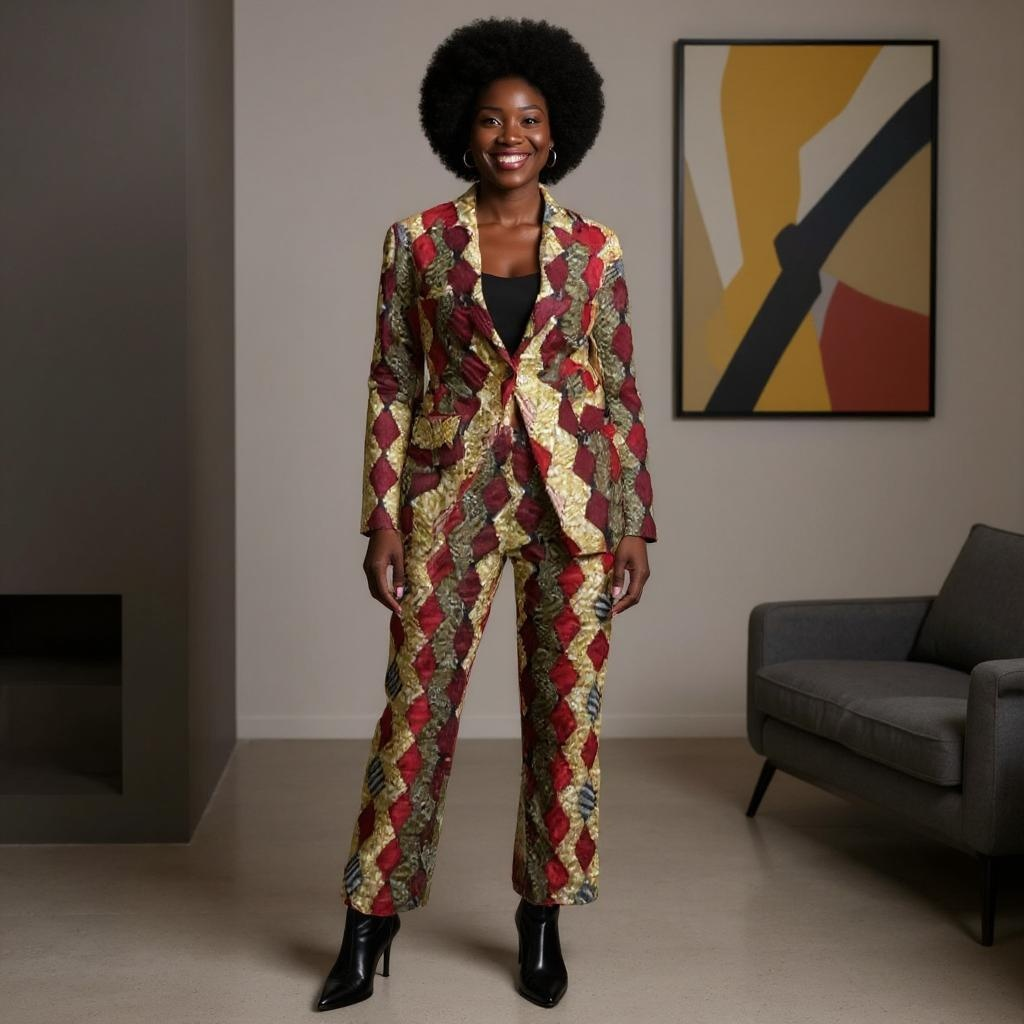 Women's Multi African Print Blazer and Pants Set
