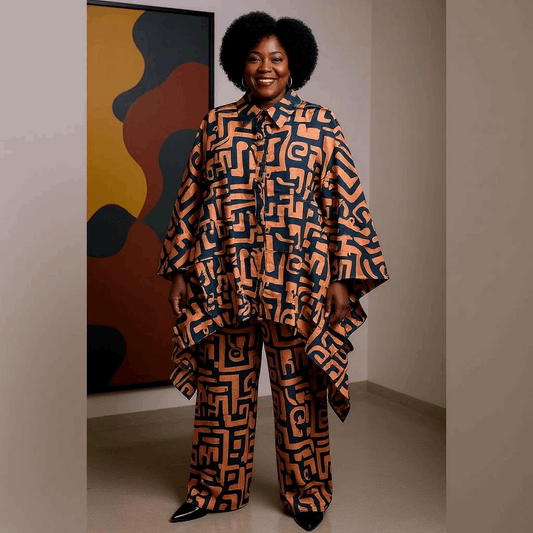 Women's Ankara African Terracotta  Print Pants Set