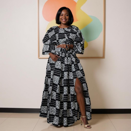African Crop Top, Slit Skirt