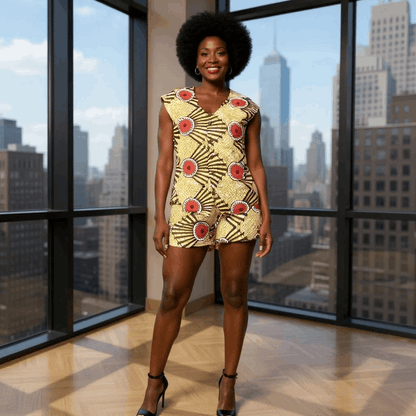 Women's African Print Vest & Shorts Set