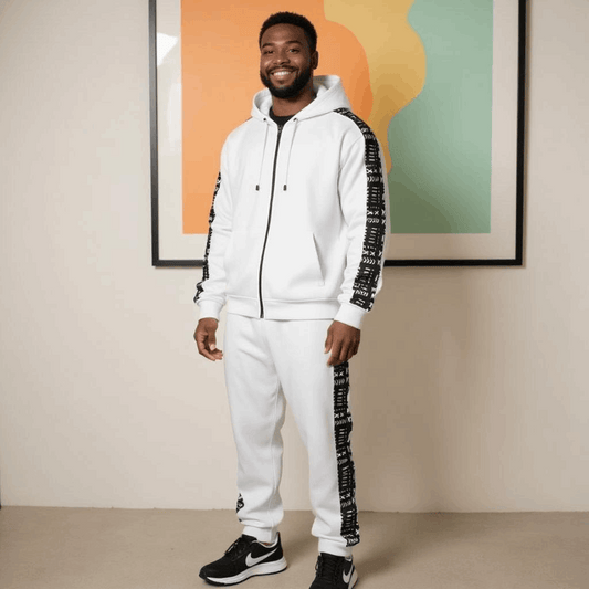 Light Grey African Mud Print Jogger Track Suit (XLarge)