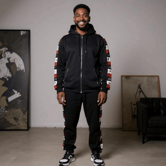 Black African Print Jogger Track Suit (Medium)