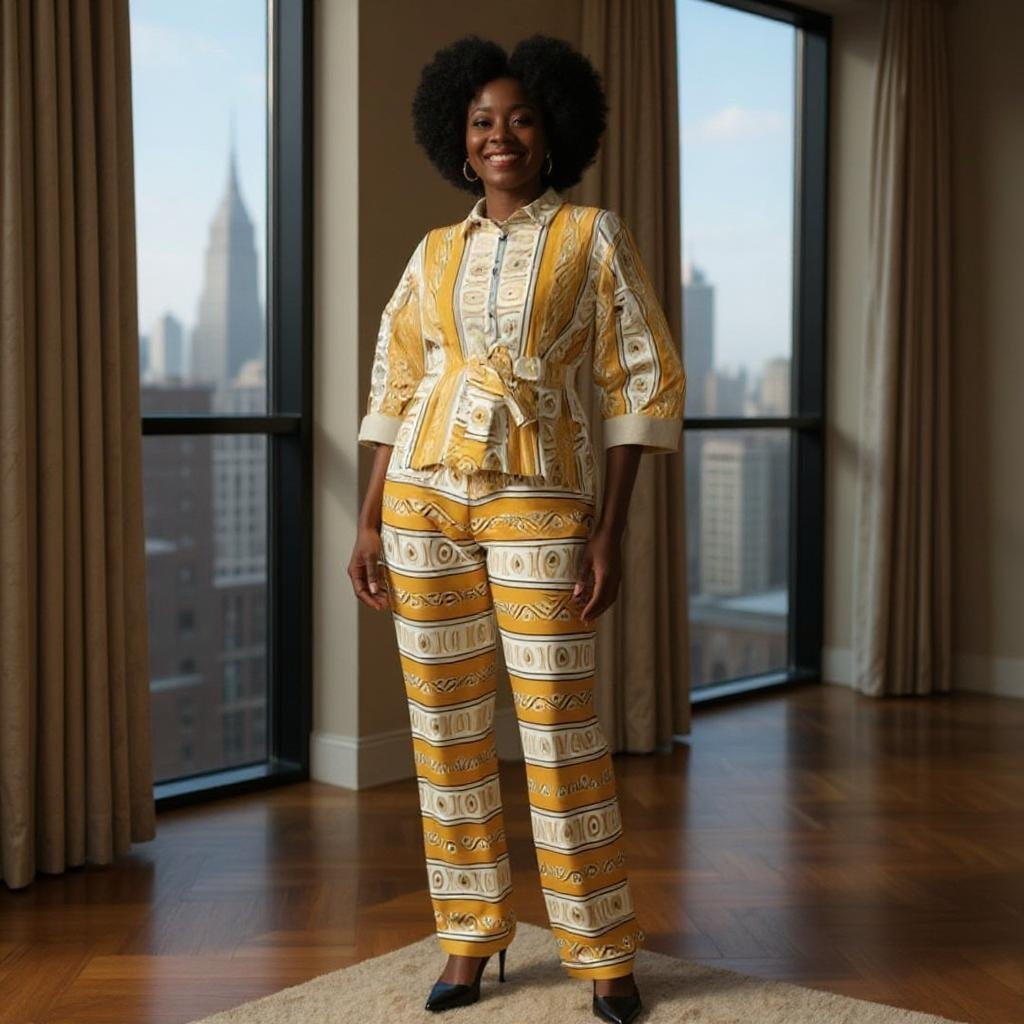 Women's African Print Top & Pants Set