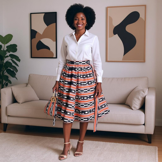 African Print Short Skirt & Handbag Set