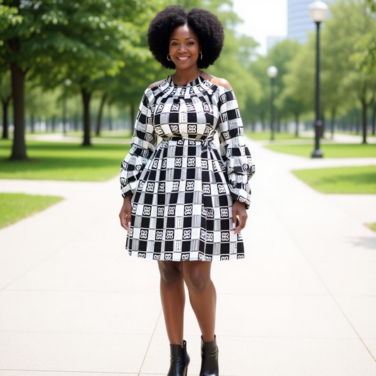Ankara African Print Off Shoulder Dress