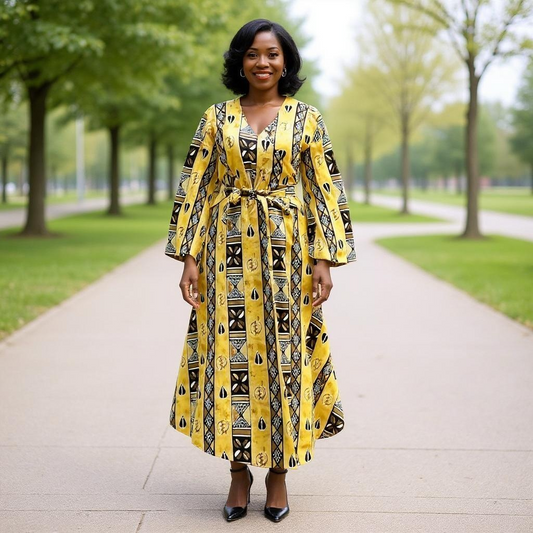Women's African Tribal Print Wrap Dress
