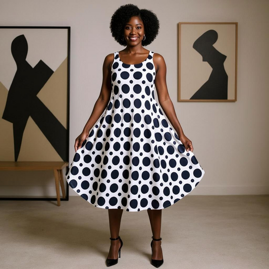 Black/White Polka Dot Umbrella Dress
