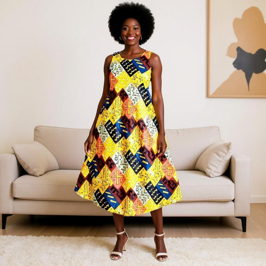 African Print Umbrella Dress