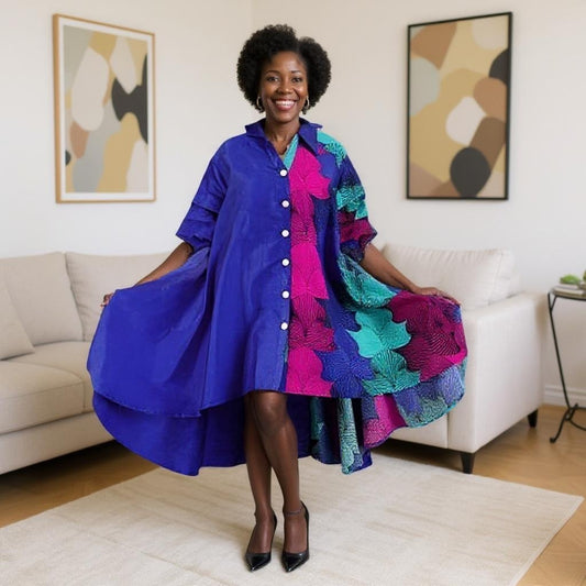 Women's Hi-Lo Print Panel Shirt/Dress