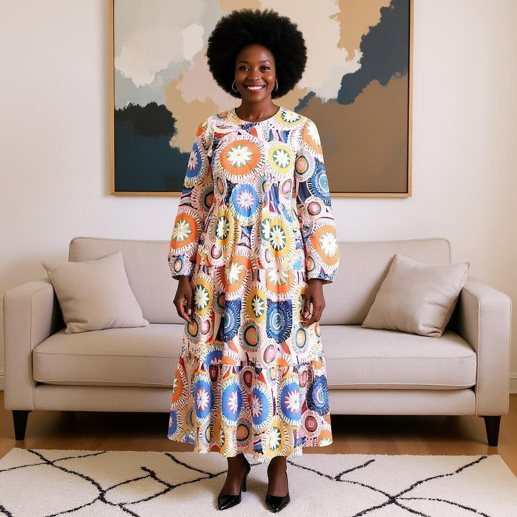 Long Floral Smock Tier dress