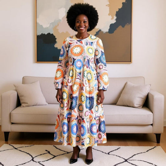 Long Floral Smock Tier dress