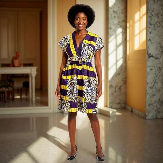 Women's Ankara Print Infinity Wrap Mid-length Shorts