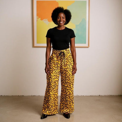 Women's African Ankara Print Cargo Pants with Side Pockets