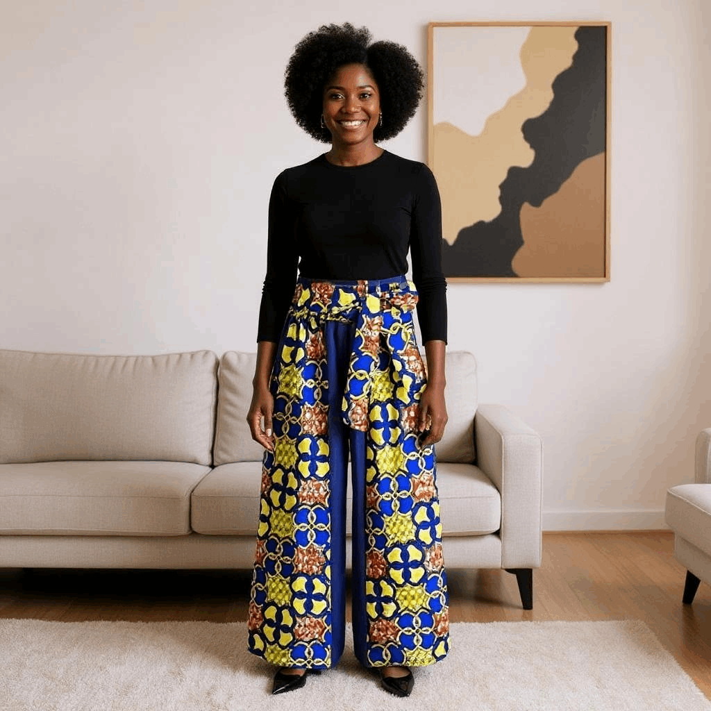 African Print Dashiki Denim Palazzo Pants
