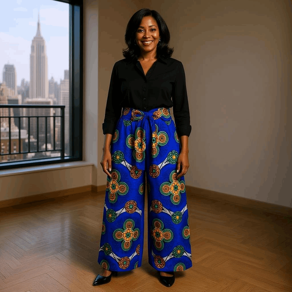 African Print Dashiki Denim Palazzo Pants
