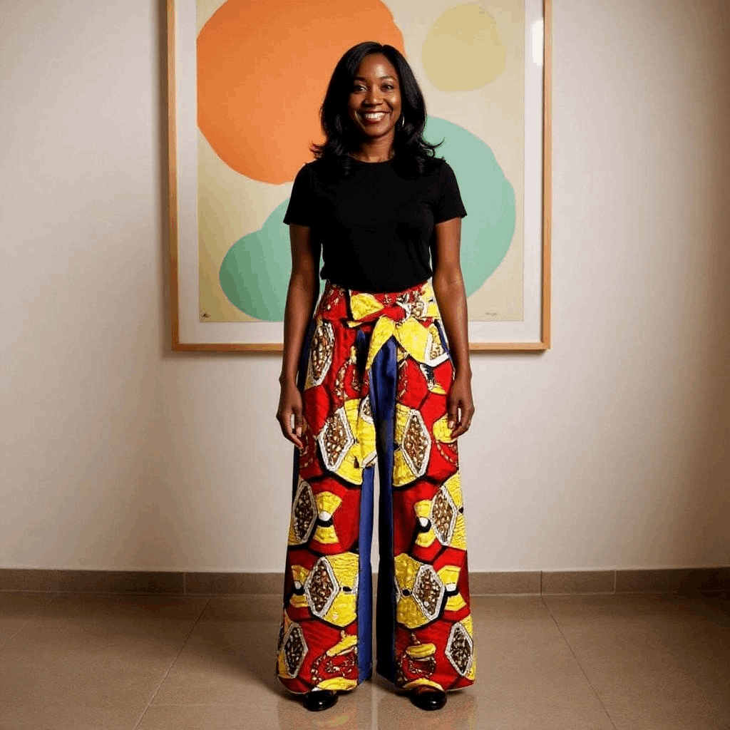 African Print Dashiki Denim Palazzo Pants