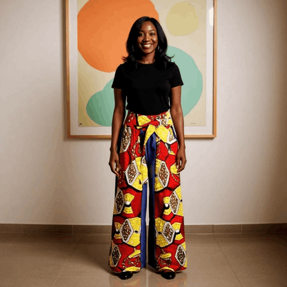 African Print Dashiki Denim Palazzo Pants