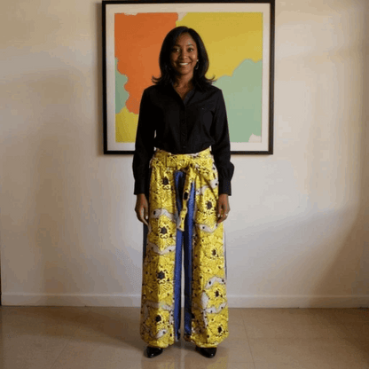 African Print Dashiki Denim Palazzo Pants