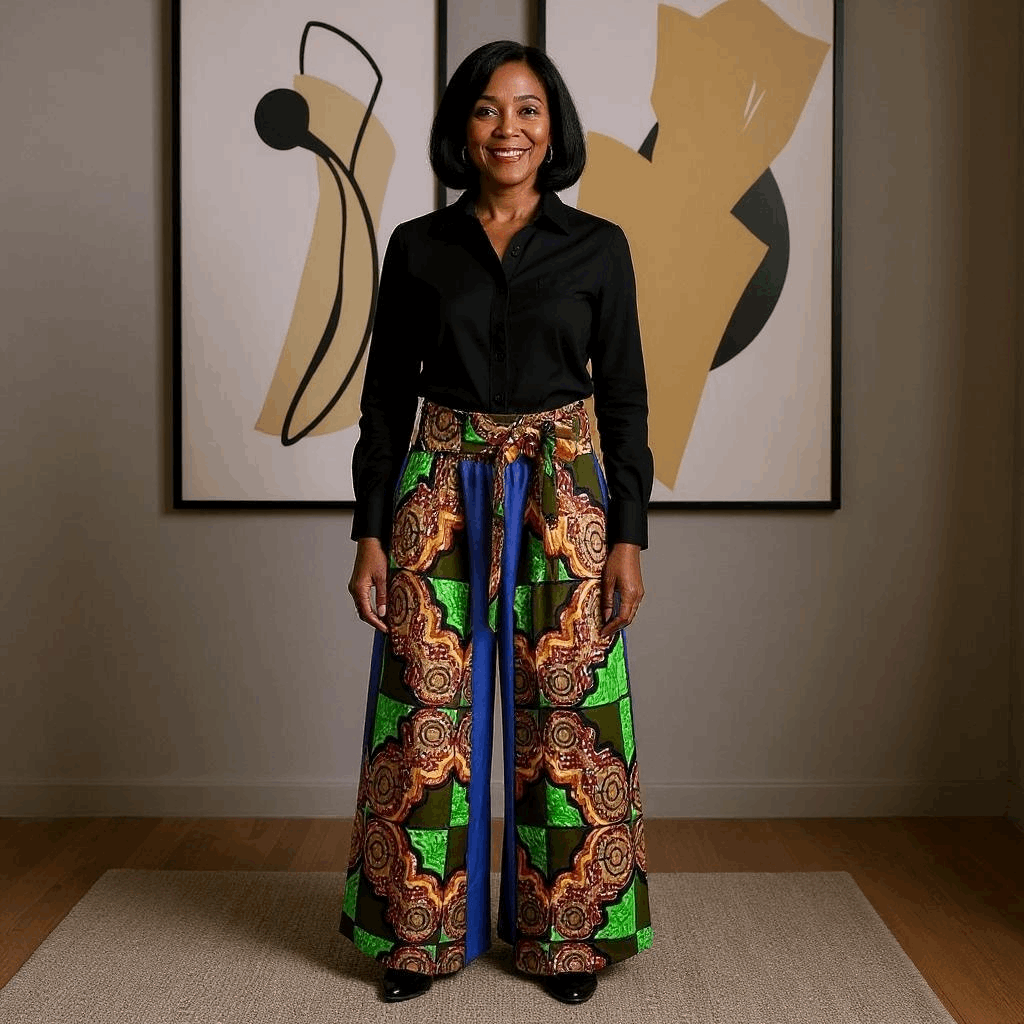 African Print Dashiki Denim Palazzo Pants