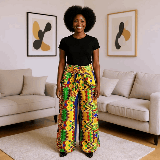 African Print Dashiki Denim Palazzo Pants