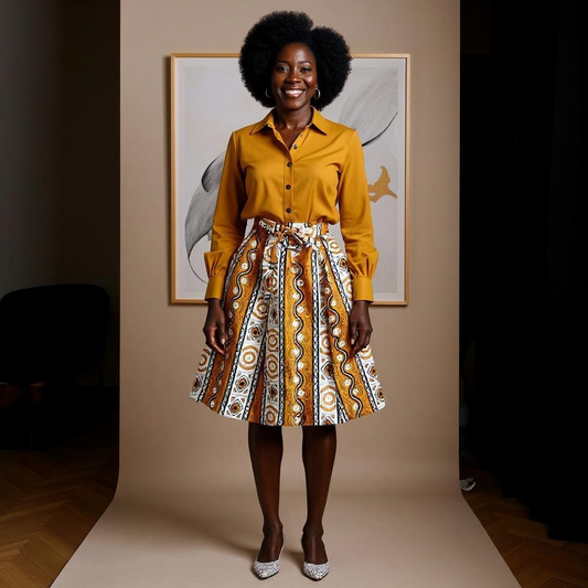 Women Mud Yellow Short Skirt