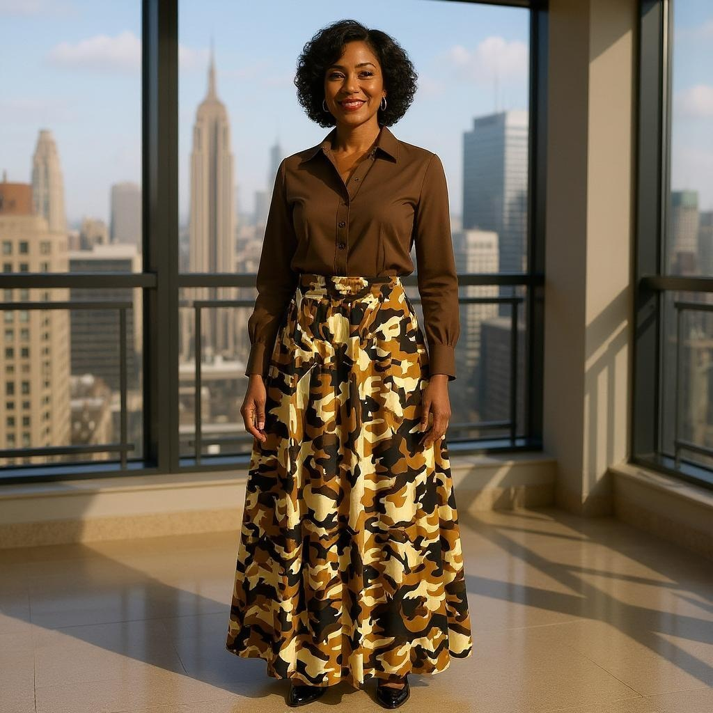 Camouflage Printed Long Skirt