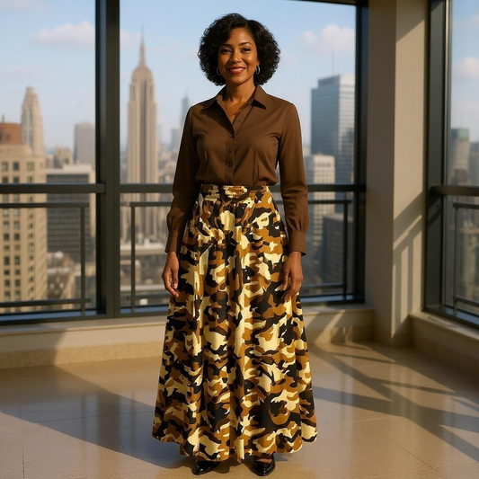 Camouflage Printed Long Skirt