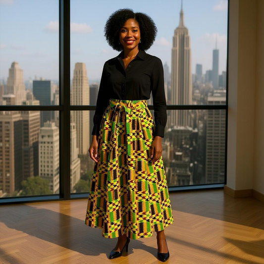 African Kente Printed Long Skirt