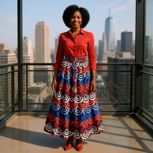 Colorful Long African Print Skirt