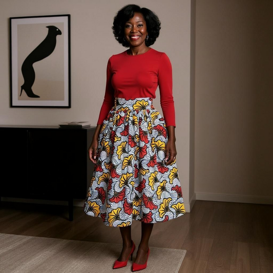 Women's Ankara Floral Print Short Skirt