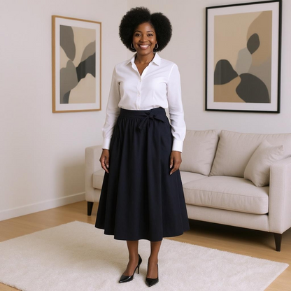 Solid Color Midi Skirt