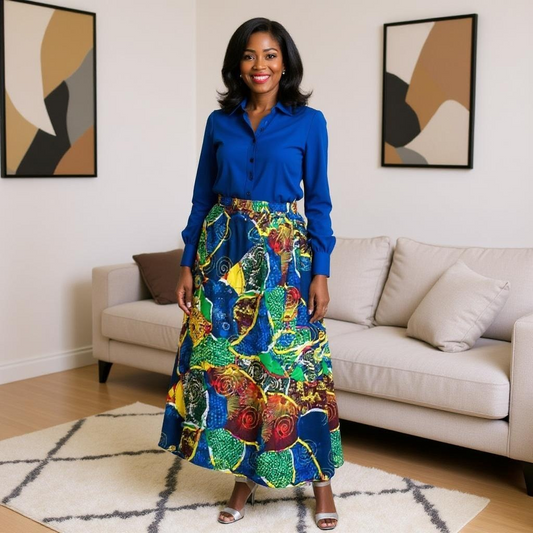 Authentic 8 Panel African Wax Print Skirt