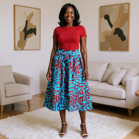 Women's Panel African Blue Print Skirt