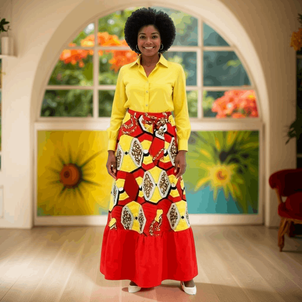 Long African Print Dashiki Skirt