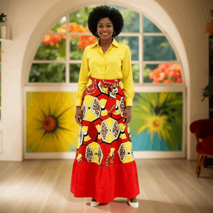Long African Print Dashiki Skirt