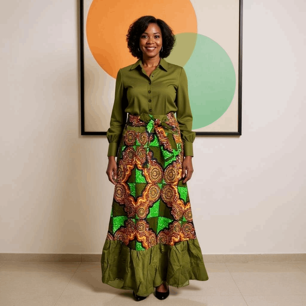 Long African Print Dashiki Skirt
